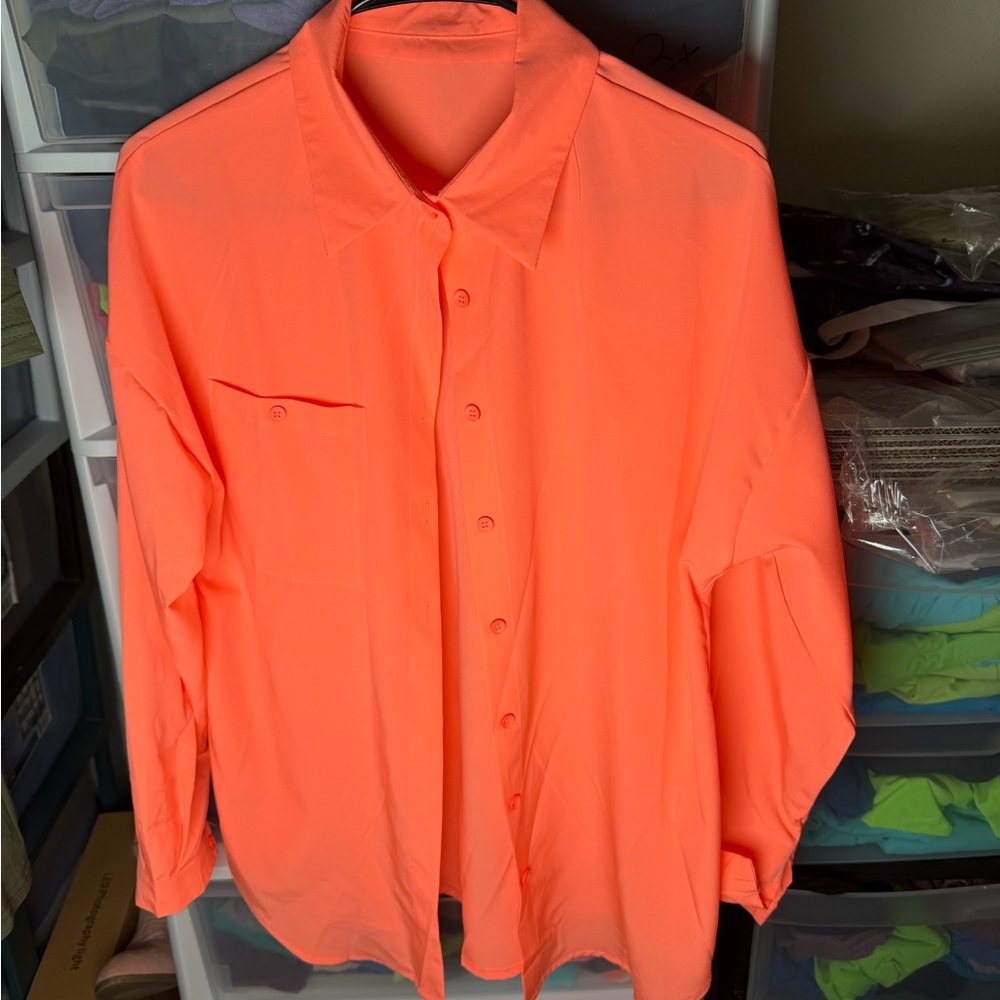 Peach Button-Up Shirt beach cover